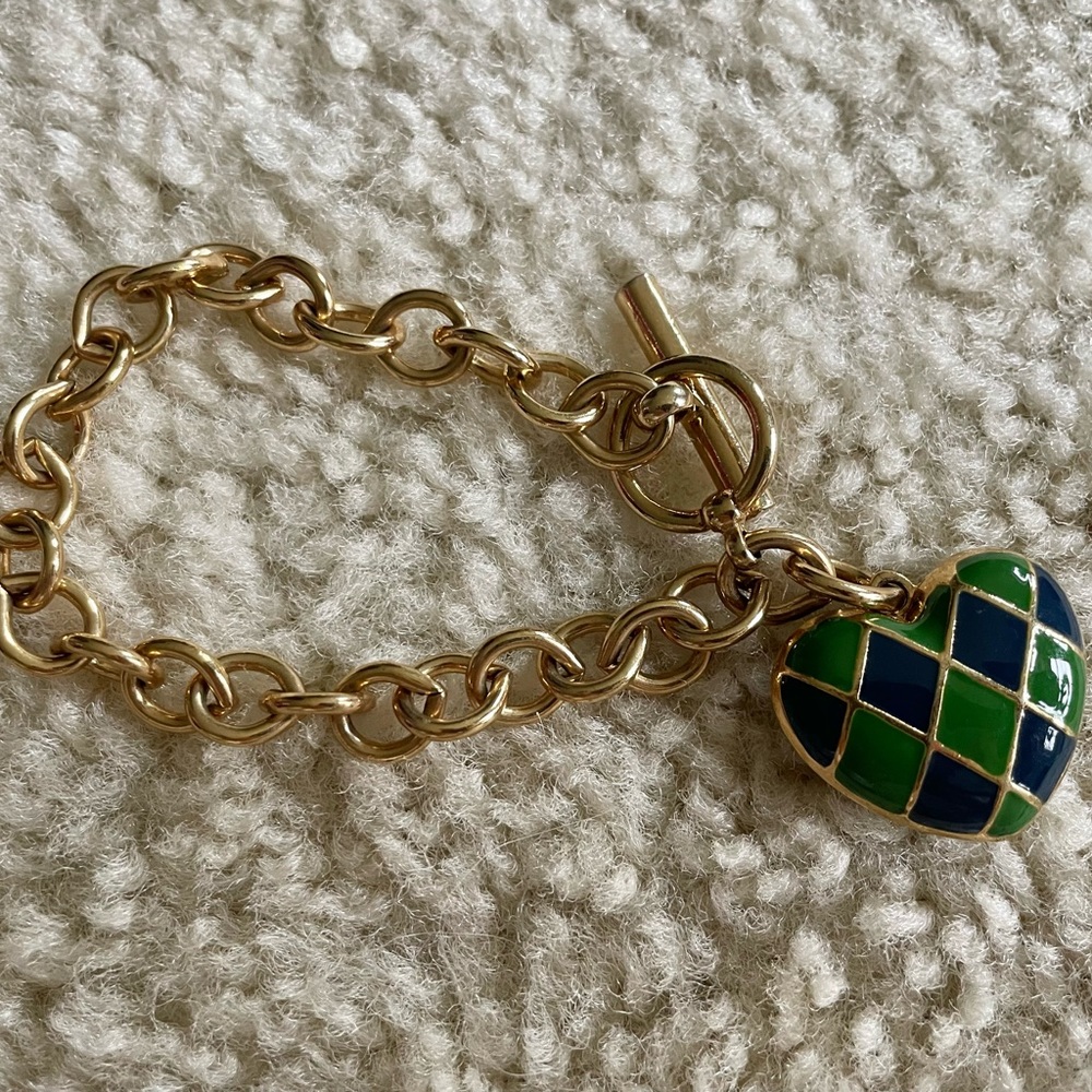 Gold Toggle Heart Charm Bracelet